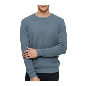 ZARA Men's Blue Knitted Crew Neck Sweater Size Large